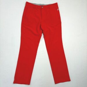 Adidas Golf Pants Mens 33x32 Red Performance Stretch Flat Front Trousers